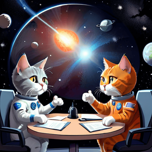 Generated Image: Cats In Negotiation Cartoon Style In Outer Space